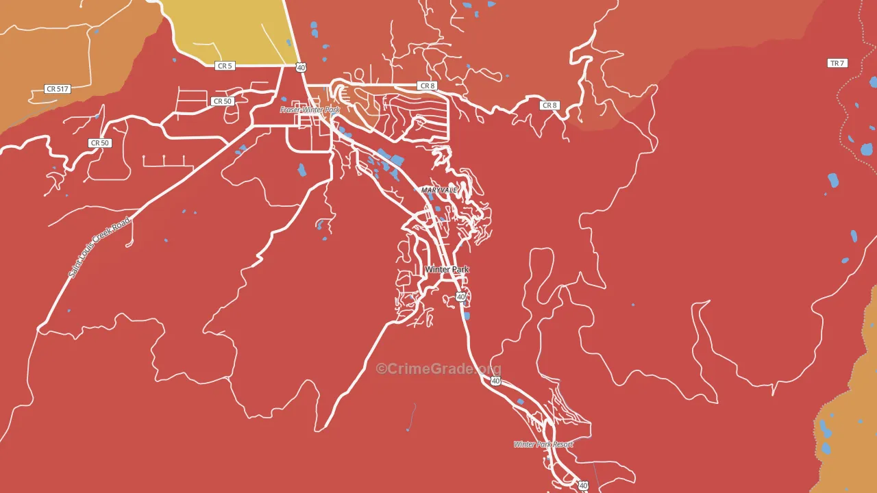 Winter Park, CO Map of Robbery Rates