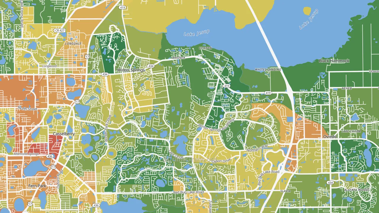Winter Springs, FL Map of Robbery Rates