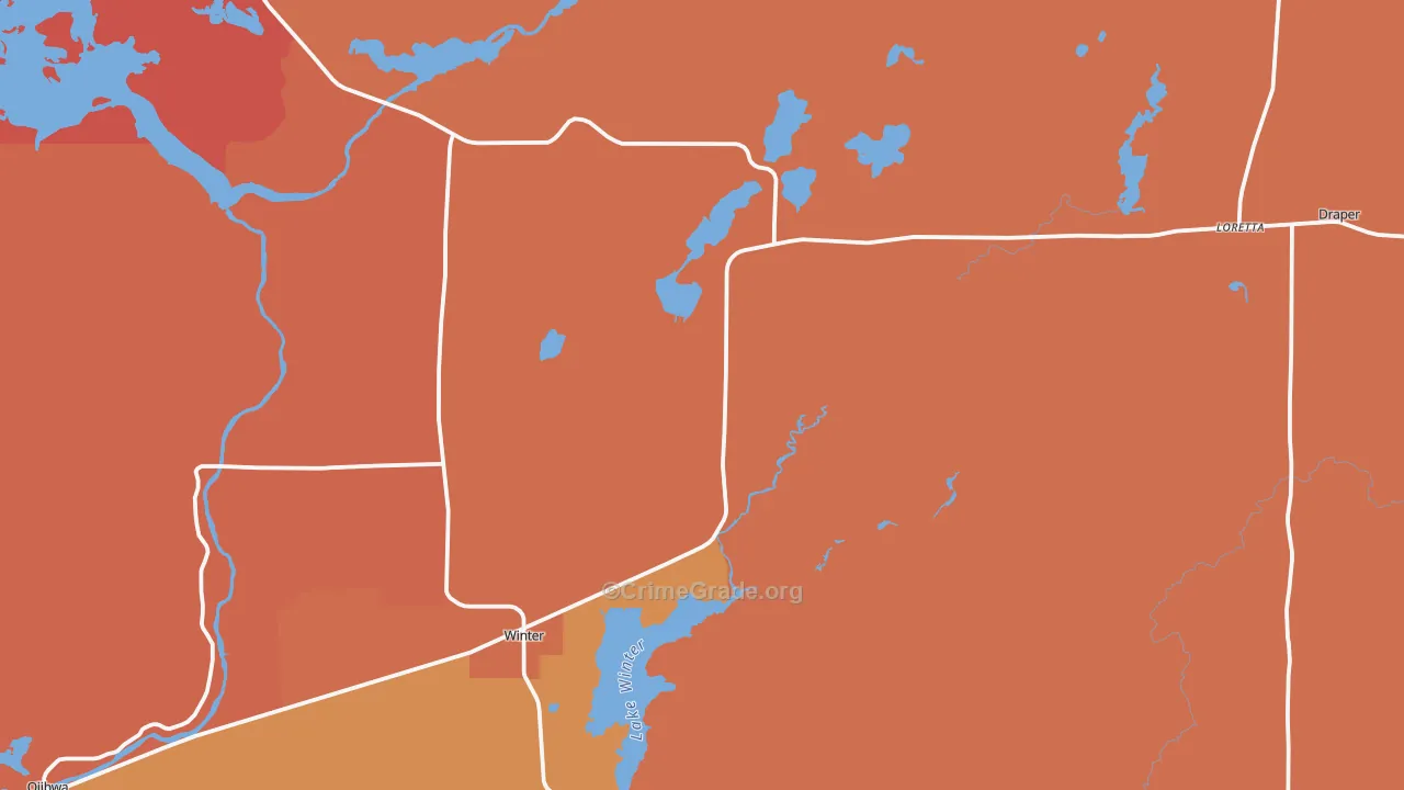 Winter, WI Map of Robbery Rates