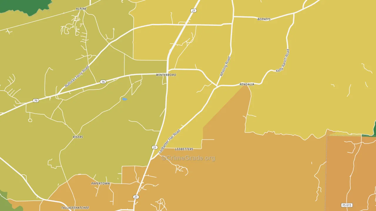 Winterboro, AL Map of Robbery Rates