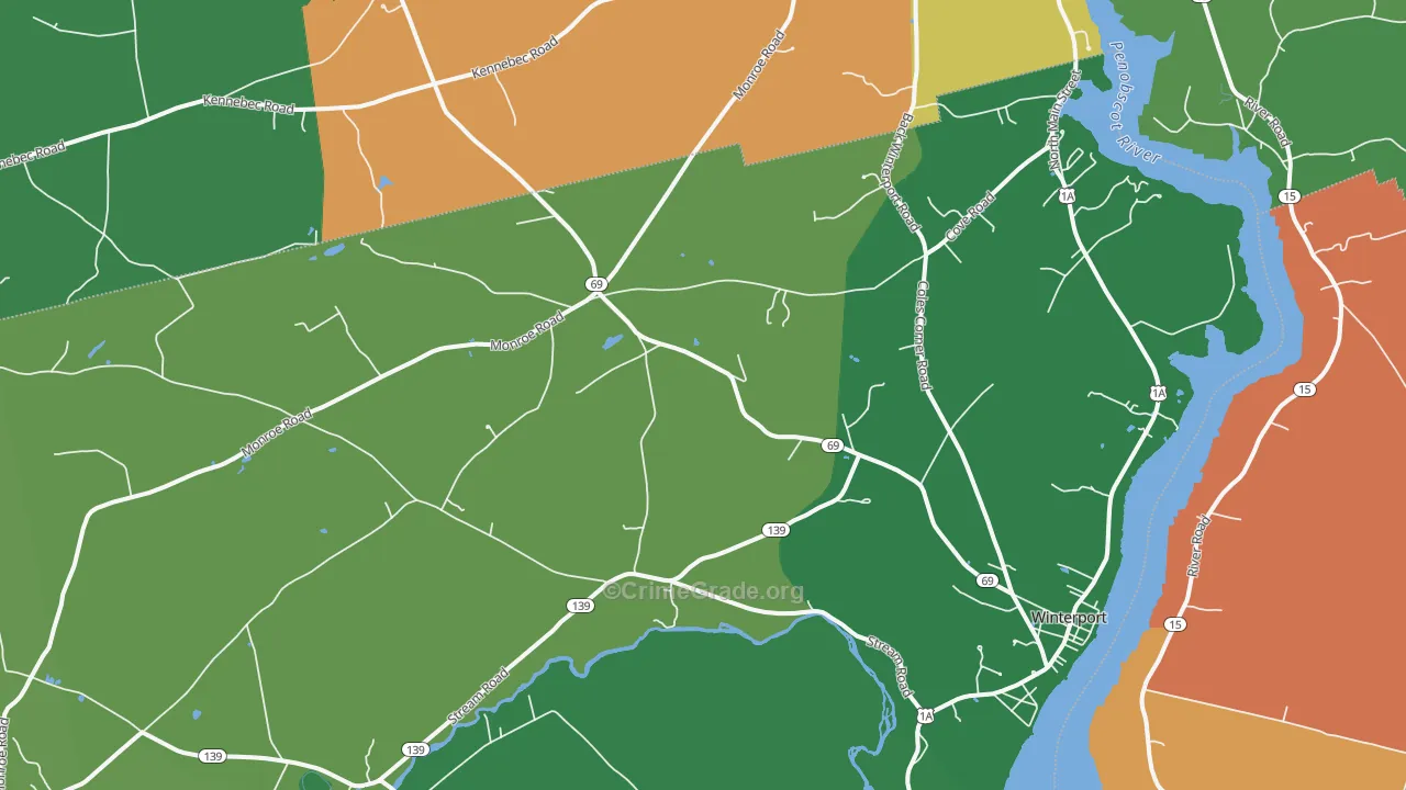 Winterport, ME Map of Robbery Rates