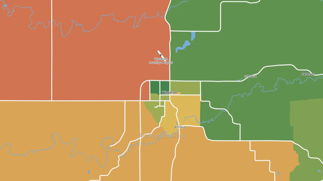 Winterset, IA Map of Robbery Rates