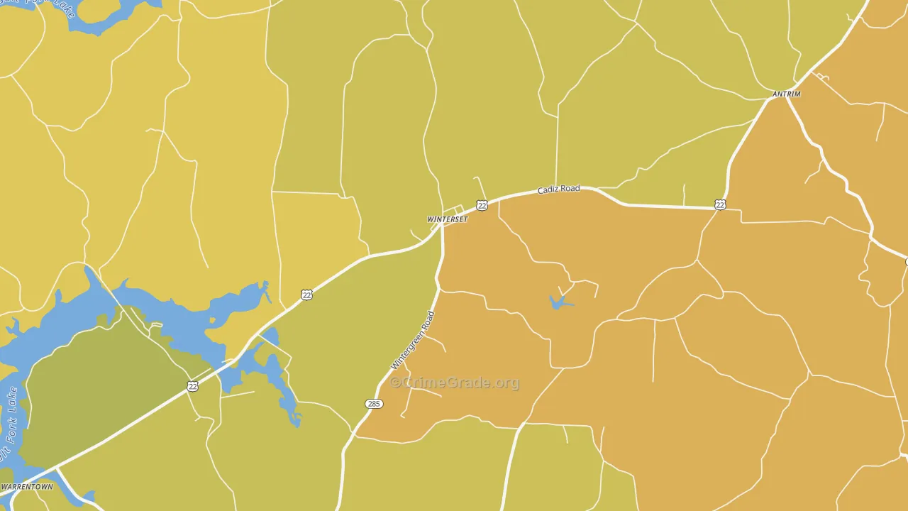 Winterset, OH Map of Robbery Rates
