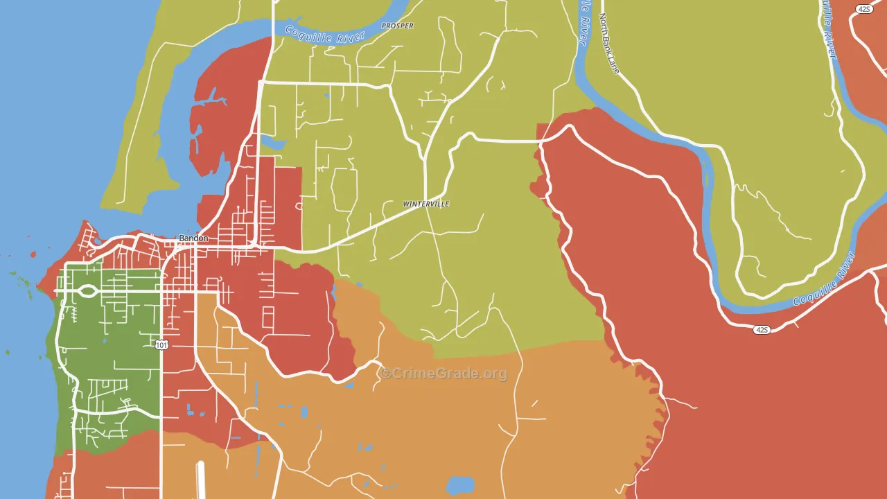 Winterville, OR Map of Robbery Rates