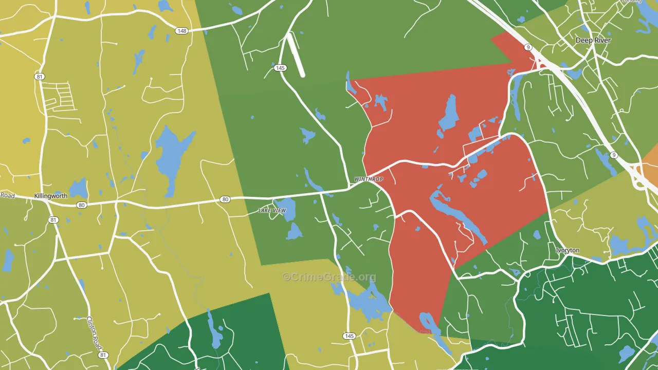 Winthrop, CT Map of Robbery Rates