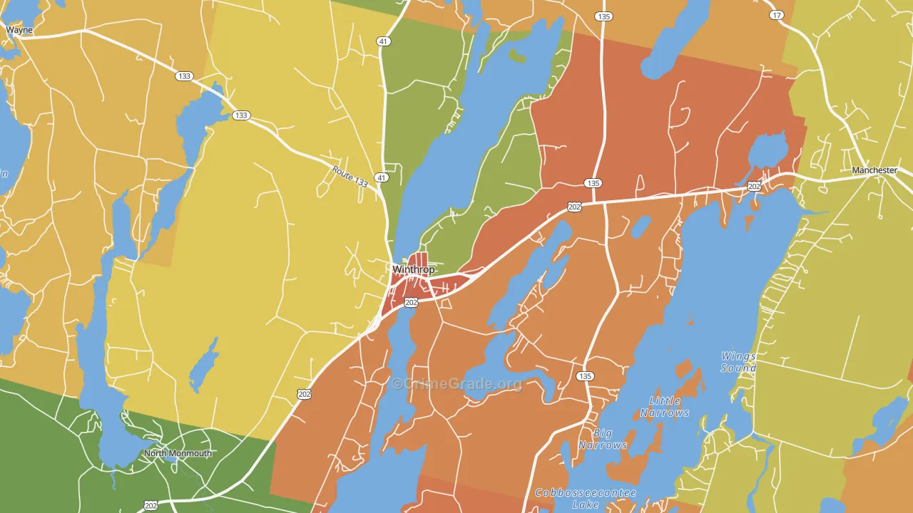 Winthrop, ME Map of Robbery Rates