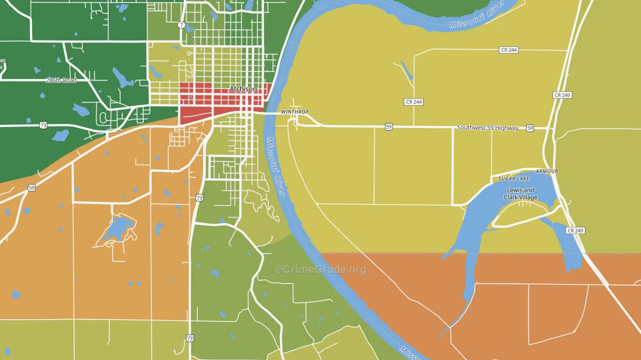 Winthrop, MO Map of Robbery Rates