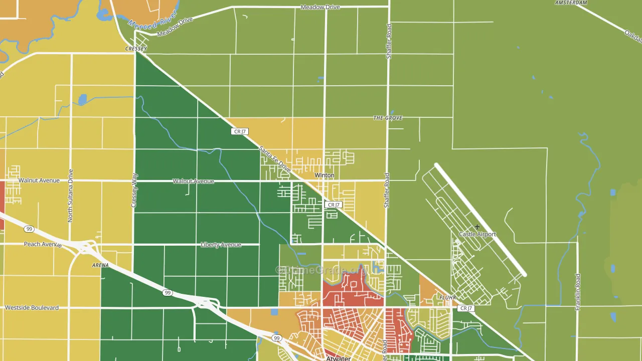 Winton, CA Map of Robbery Rates