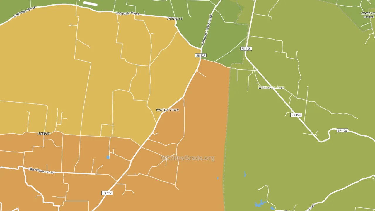 Winton Town, TN Map of Robbery Rates