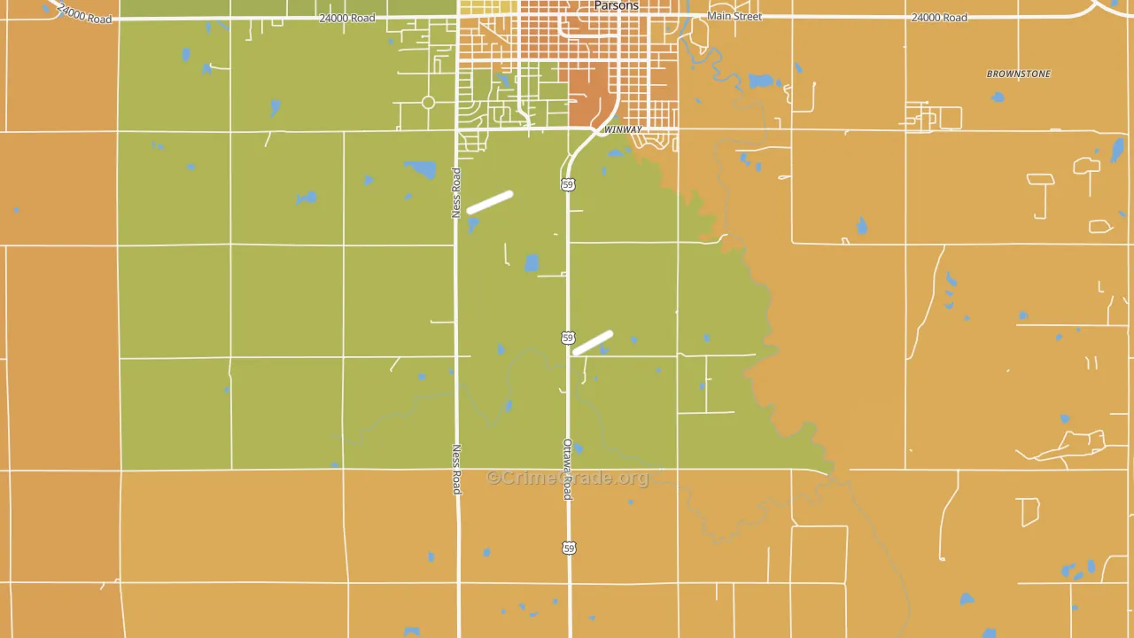 Winway, KS Map of Robbery Rates