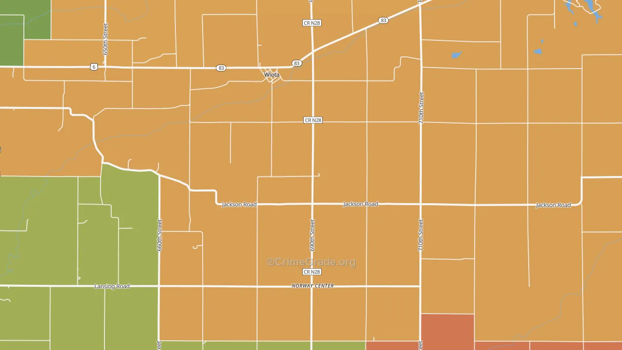 Wiota, IA Map of Robbery Rates