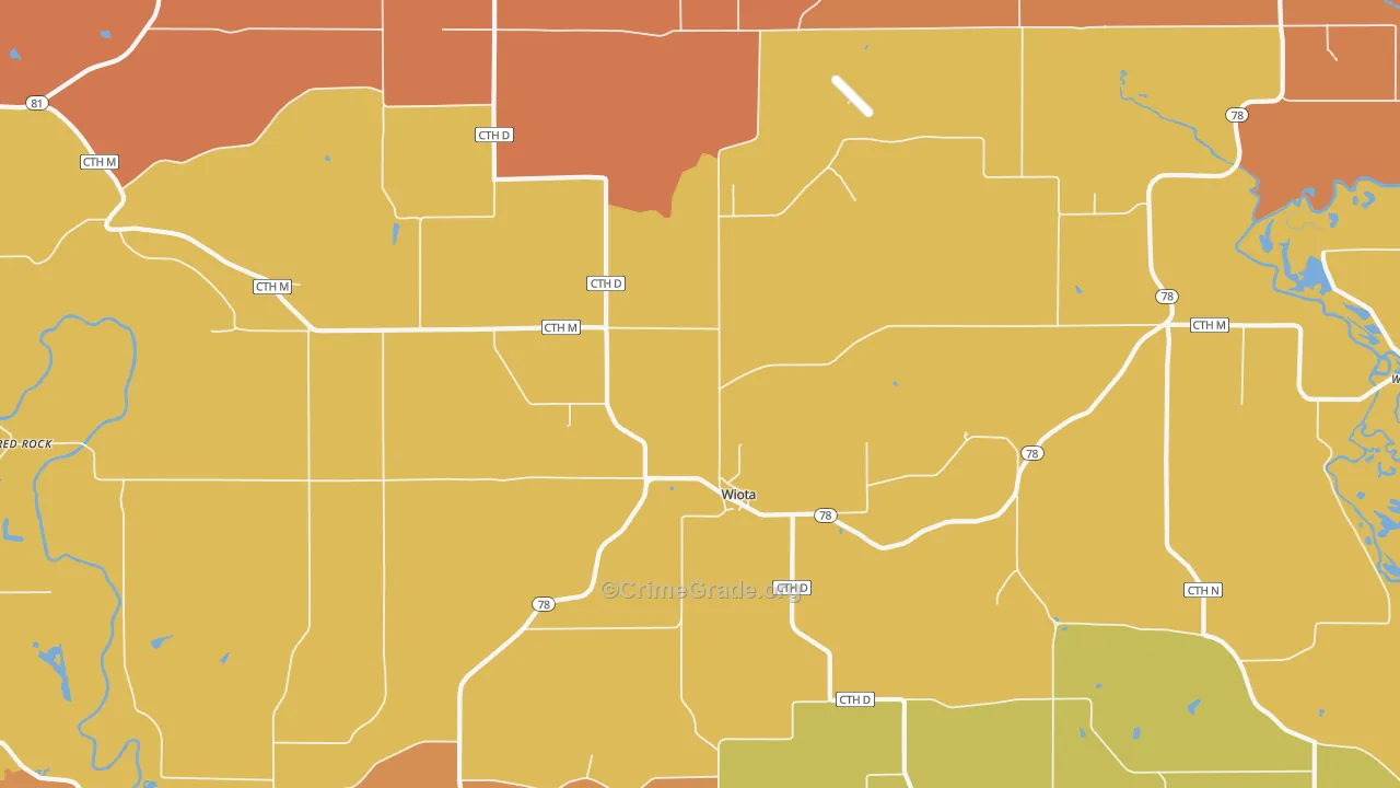 Wiota, WI Map of Robbery Rates