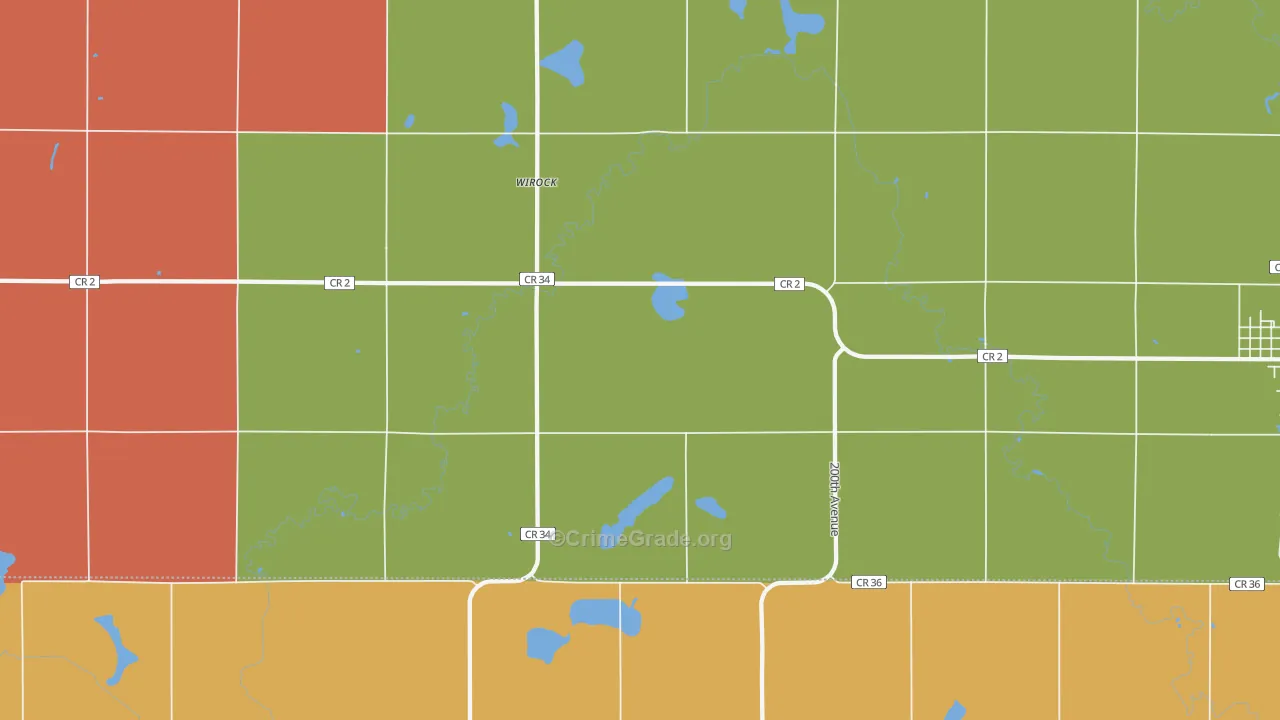 Wirock, MN Map of Robbery Rates