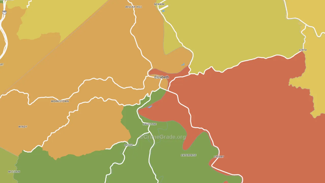 Wirt County, WV Map of Robbery Rates