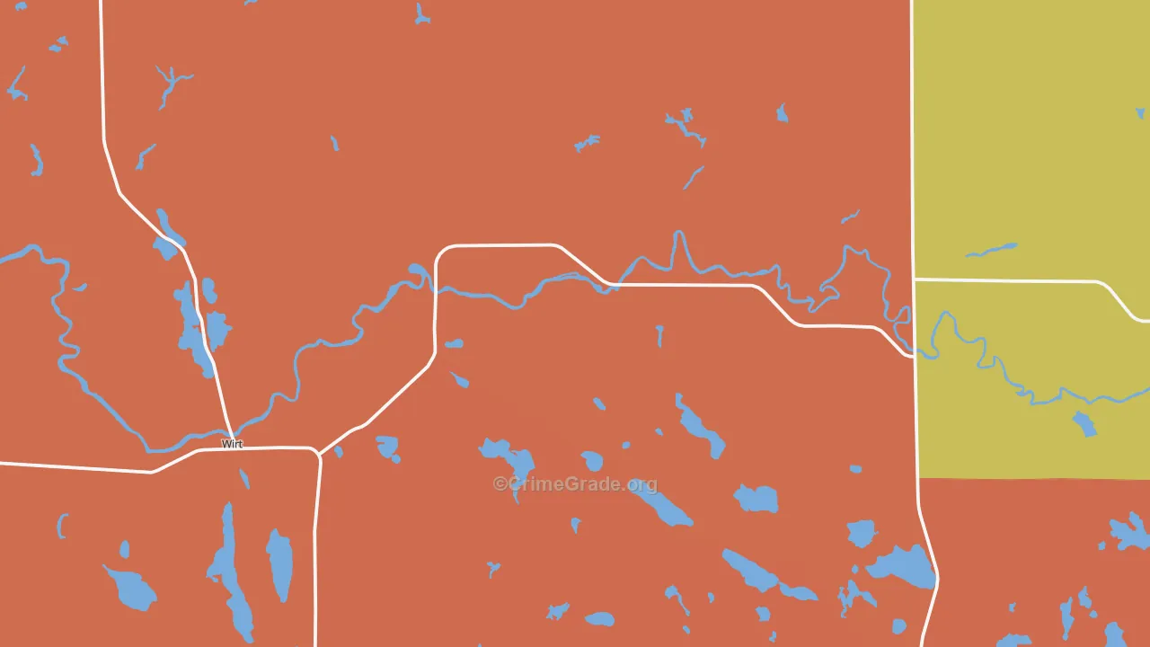 Wirt, MN Map of Robbery Rates