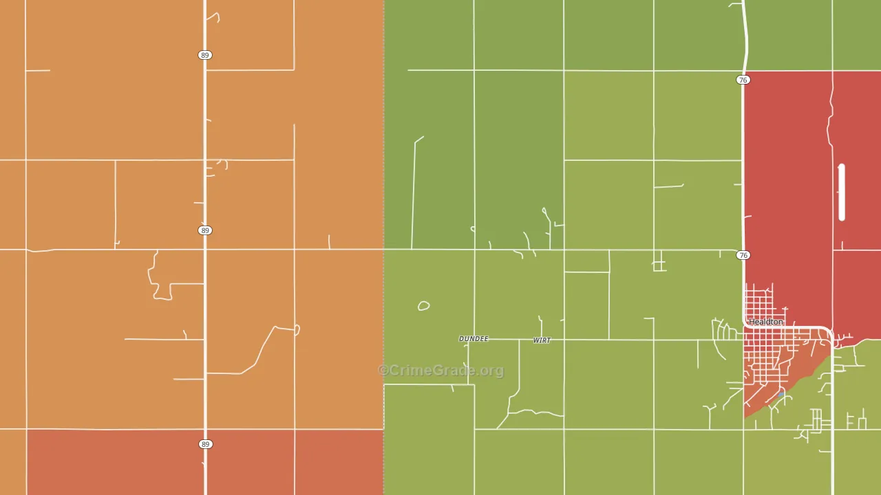 Wirt, OK Map of Robbery Rates