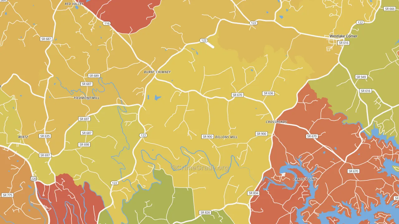Wirtz, VA Map of Robbery Rates