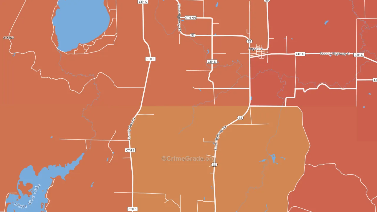 Wisconsin Junction, WI Map of Robbery Rates