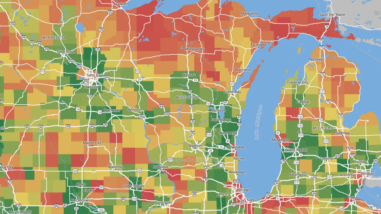 Wisconsin Map of Robbery Rates