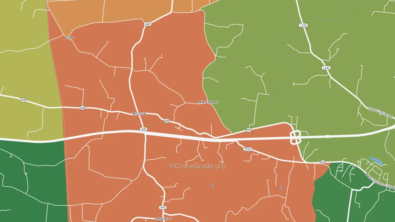 Wisdom, KY Map of Robbery Rates