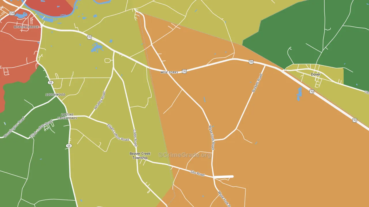 Wise Forks, NC Map of Robbery Rates