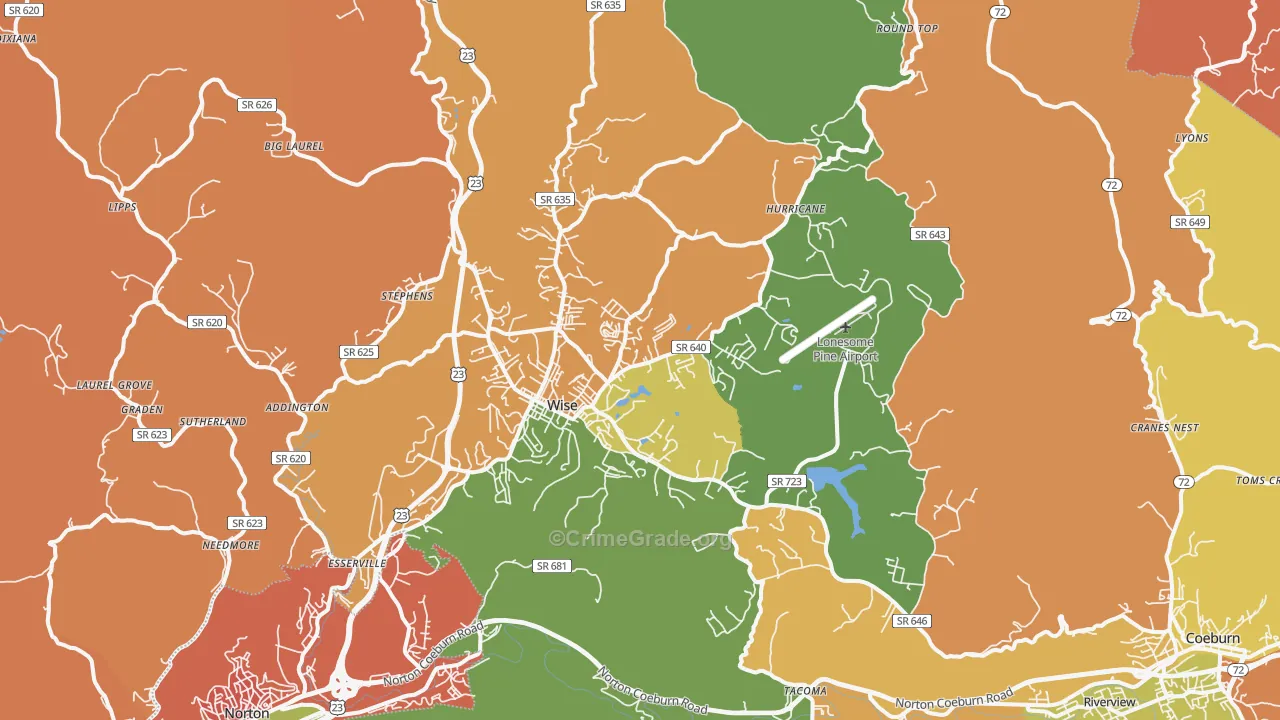 Wise, VA Map of Robbery Rates