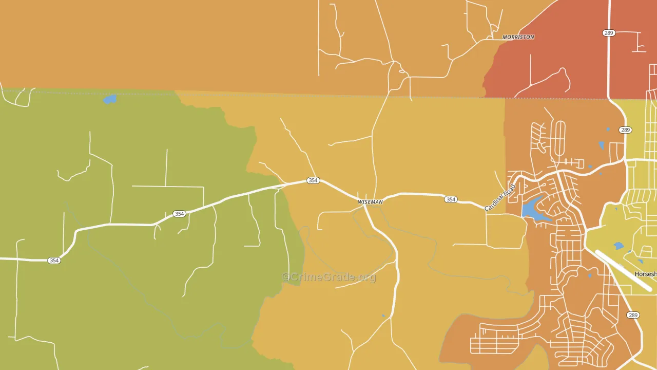 Wiseman, AR Map of Robbery Rates