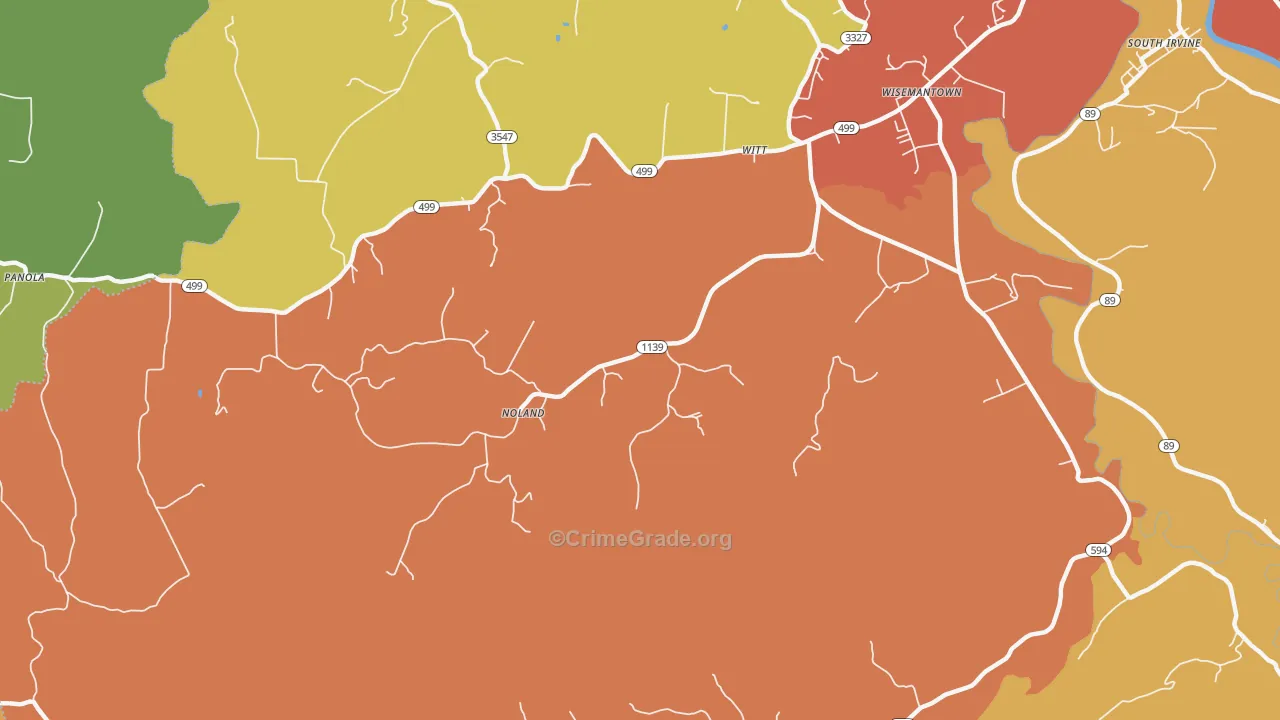 Wisemantown, KY Map of Robbery Rates