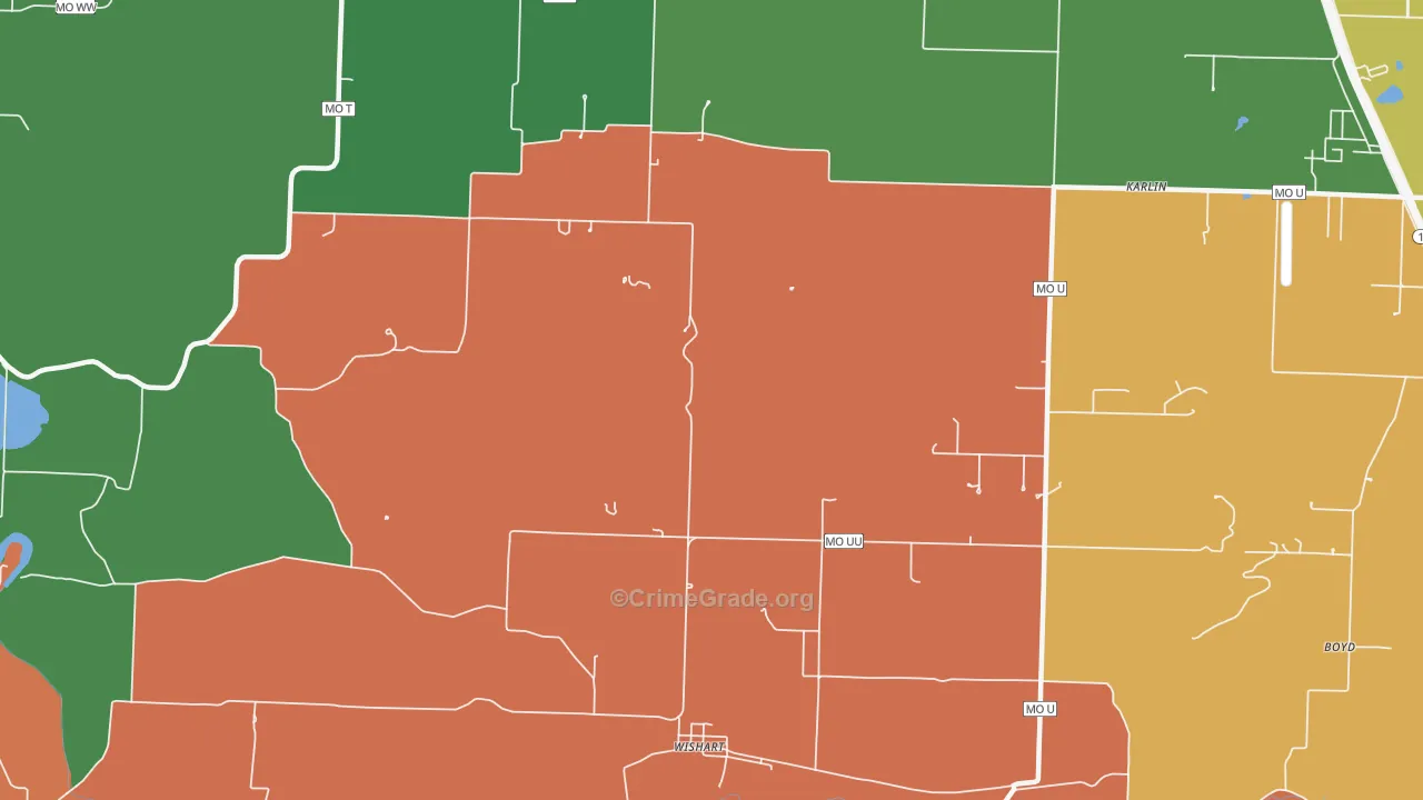Wishart, MO Map of Robbery Rates
