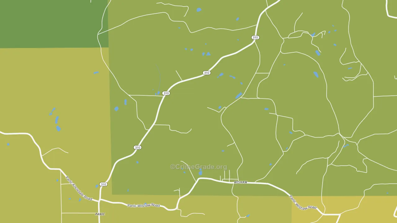 Wishaw, PA Map of Robbery Rates