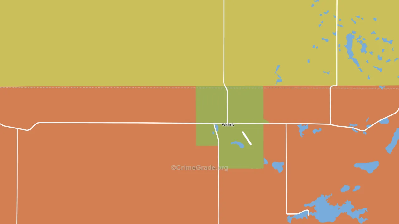 Wishek, ND Map of Robbery Rates