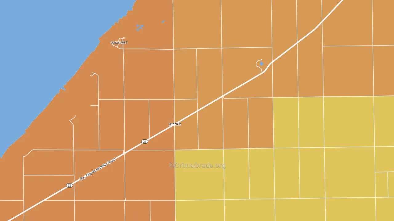 Wisner, MI Map of Robbery Rates