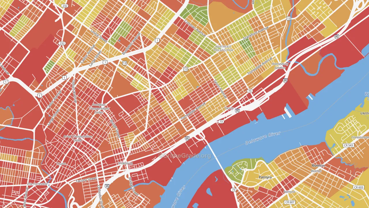 Wissanoning, Philadelphia, PA Map of Robbery Rates