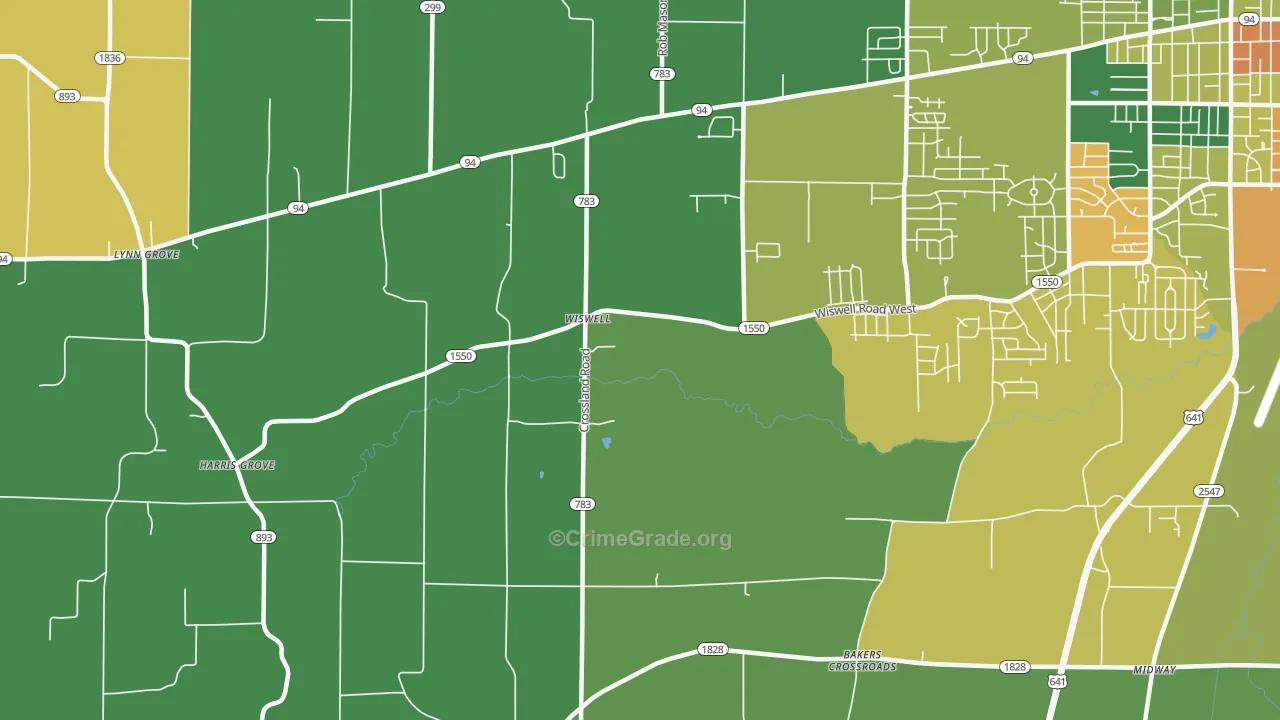 Wiswell, KY Map of Robbery Rates