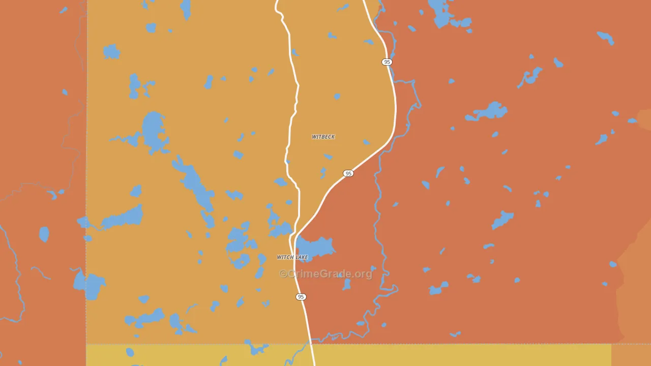 Witch Lake, MI Map of Robbery Rates