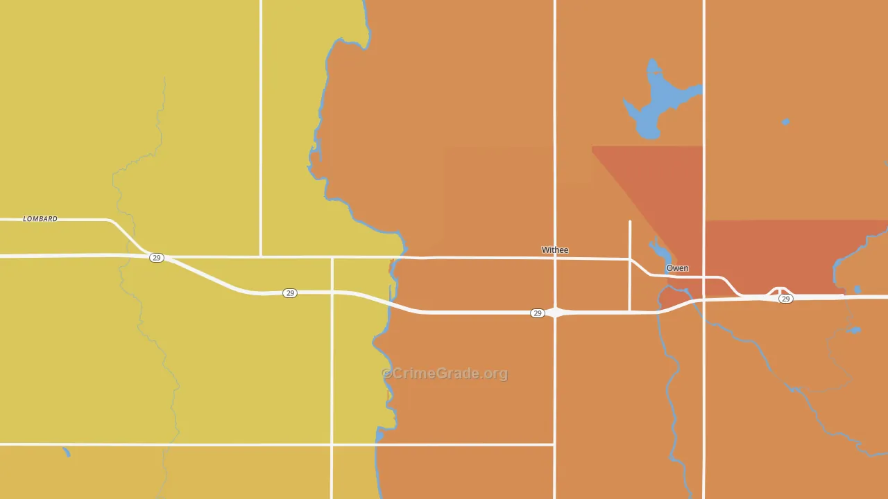 Withee, WI Map of Robbery Rates