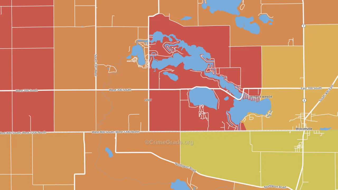 Witmer Manor, IN Map of Robbery Rates