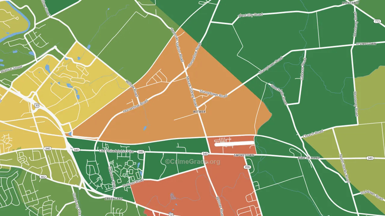Witmer, PA Map of Robbery Rates