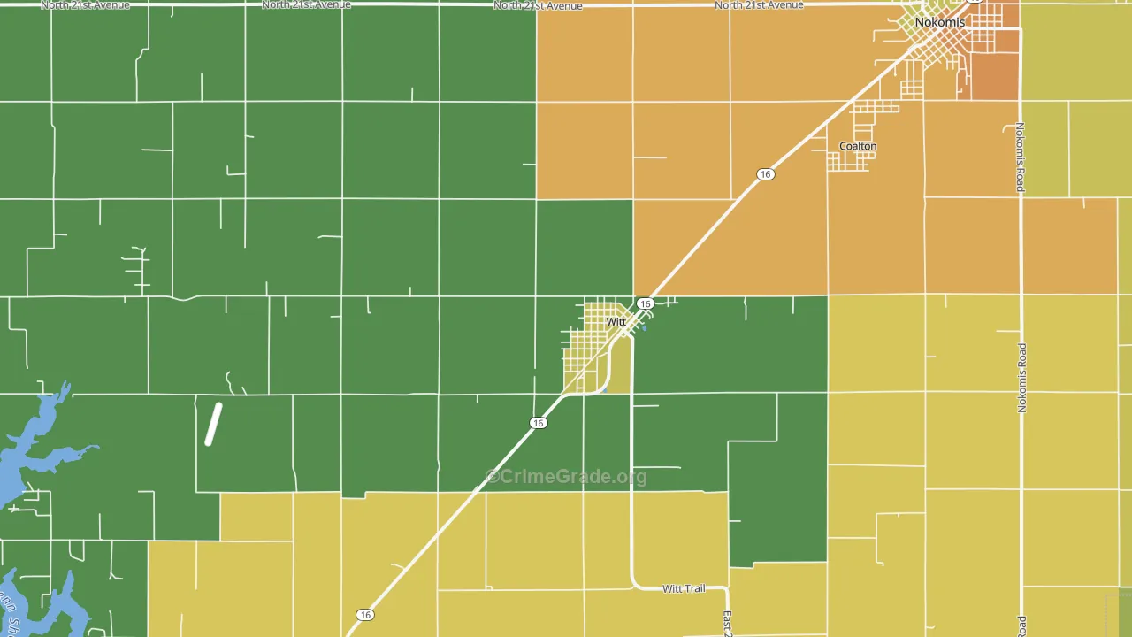 Witt, IL Map of Robbery Rates