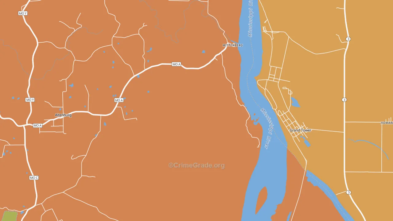 Wittenberg, MO Map of Robbery Rates