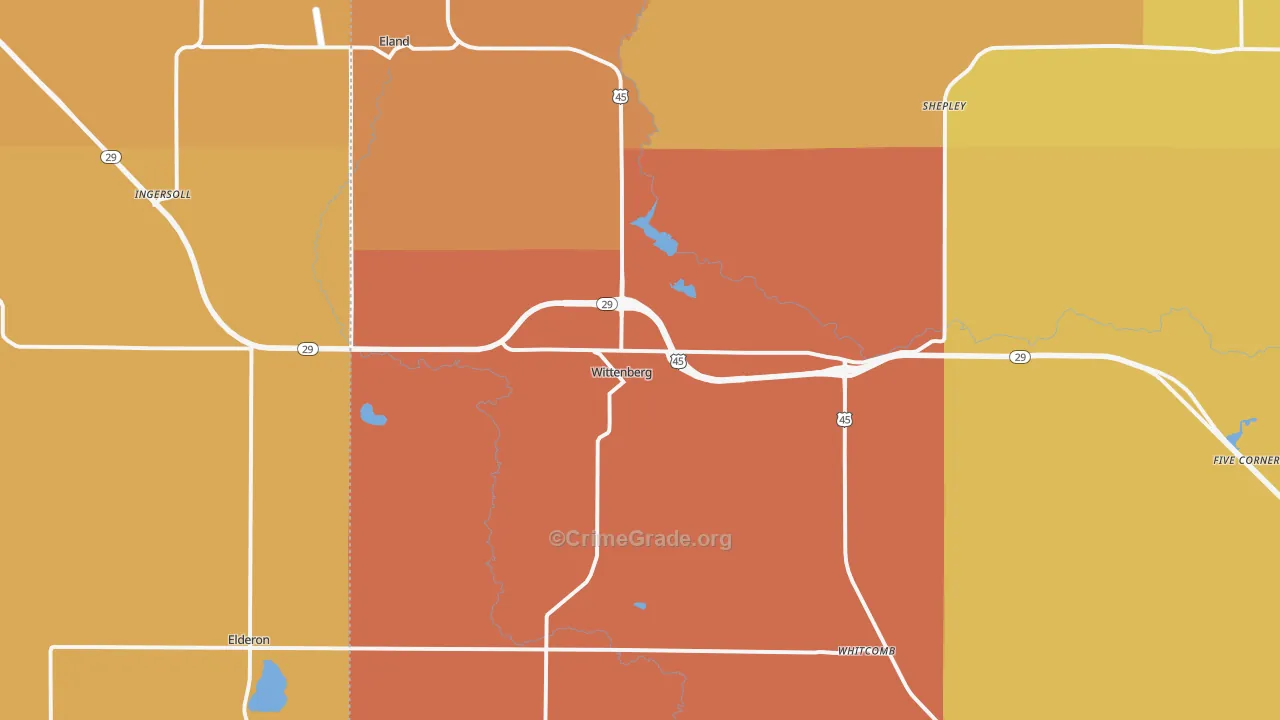 Wittenberg, WI Map of Robbery Rates