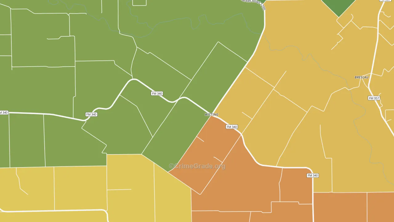 Witting, TX Map of Robbery Rates