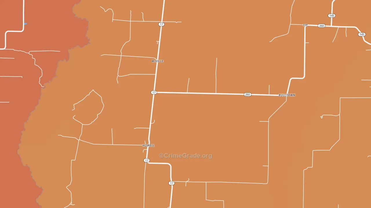 Wiville, AR Map of Robbery Rates