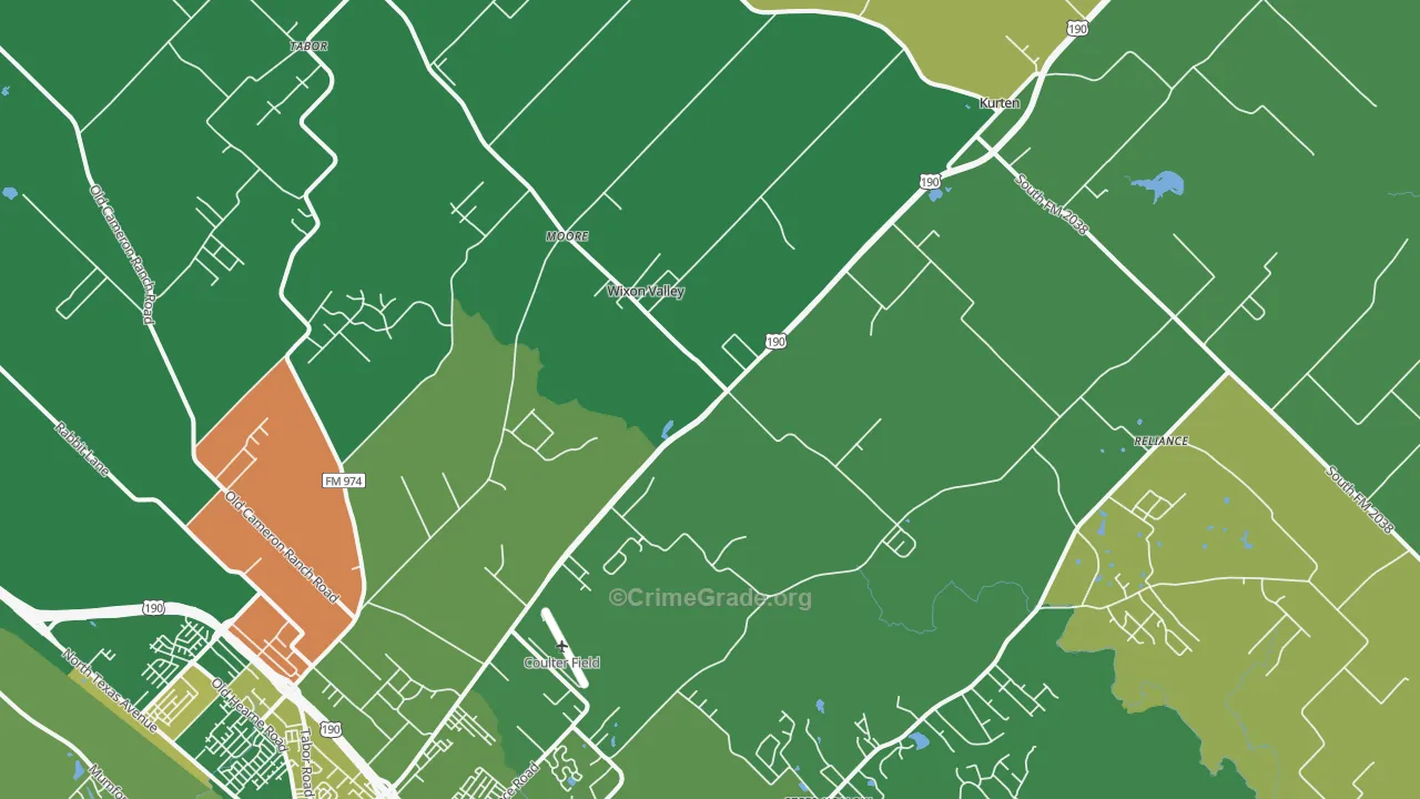 Wixon Valley, TX Map of Robbery Rates