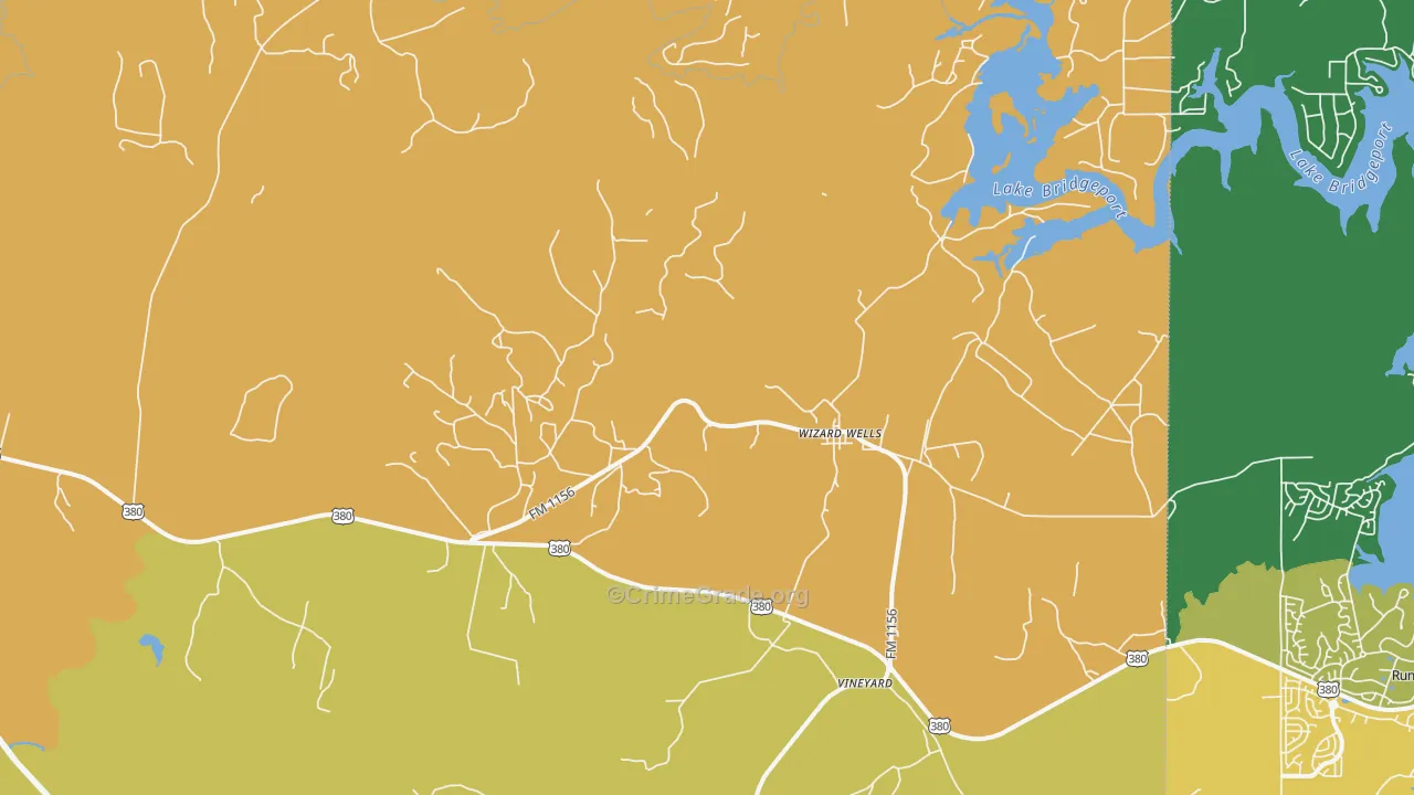 Wizard Wells, TX Map of Robbery Rates