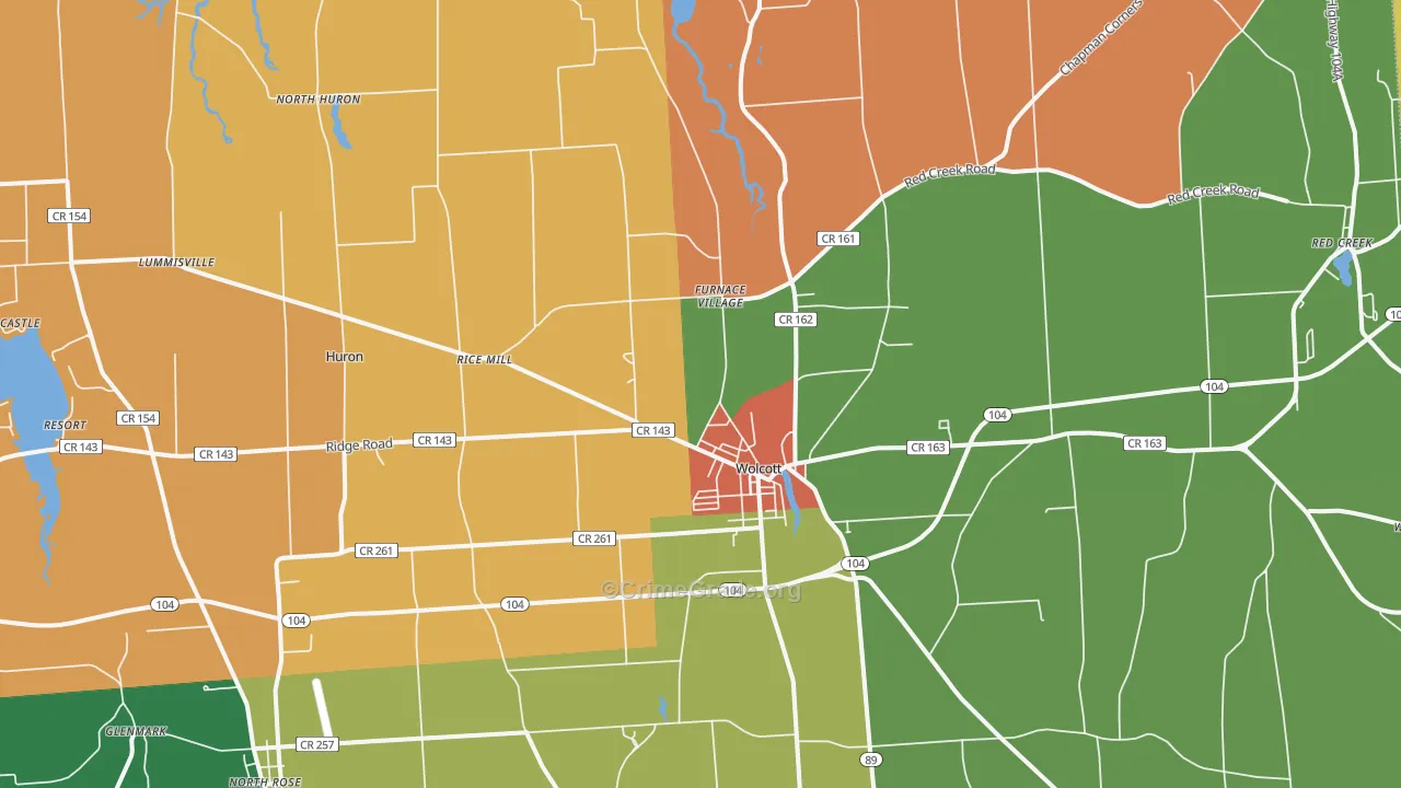 Wolcott, NY Map of Robbery Rates