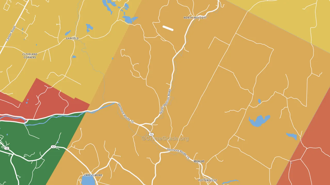 Wolcott, VT Map of Robbery Rates