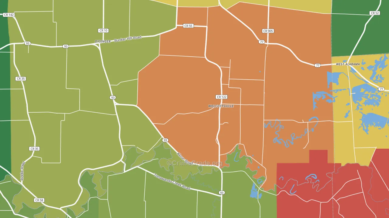 Wolcottsville, NY Map of Robbery Rates