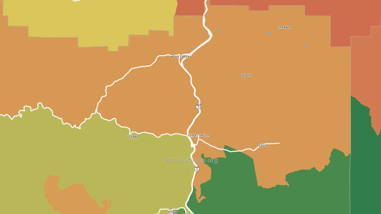 Wolf Creek, OR Map of Robbery Rates