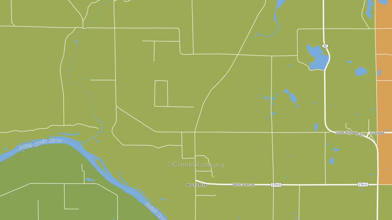 Wolf Creek, WI Map of Robbery Rates